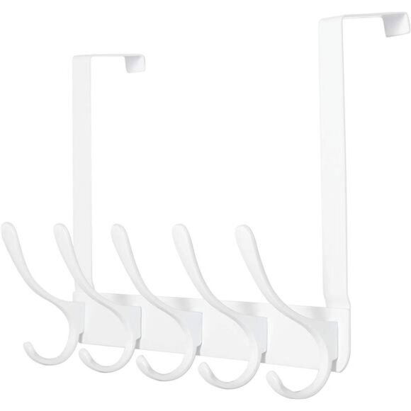 Over The Door Hook - 5 Hooks, Over Door Hook Hanger for Hanging Clothes/Towels - Picture 1 of 7